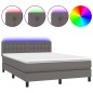 vidaXL Boxspringbett mit Matratze & LED Grau 140x200 cm Kunstleder vidaXL Boxspringbett mit Matratze & LED Grau 140x200 cm Kunstleder