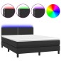 vidaXL Boxspringbett mit Matratze & LED Schwarz 140x190 cm Kunstleder vidaXL Boxspringbett mit Matratze & LED Schwarz 140x190 cm Kunstleder