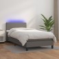 vidaXL Boxspringbett mit Matratze & LED Grau 90x190 cm Kunstleder vidaXL Boxspringbett mit Matratze & LED Grau 90x190 cm Kunstleder
