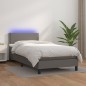vidaXL Boxspringbett mit Matratze & LED Grau 90x200 cm Kunstleder vidaXL Boxspringbett mit Matratze & LED Grau 90x200 cm Kunstleder