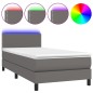 vidaXL Boxspringbett mit Matratze & LED Grau 90x200 cm Kunstleder vidaXL Boxspringbett mit Matratze & LED Grau 90x200 cm Kunstleder