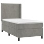 vidaXL Boxspringbett mit Matratze Hellgrau 100x200 cm Samt vidaXL Boxspringbett mit Matratze Hellgrau 100x200 cm Samt
