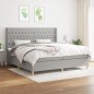 vidaXL Boxspringbett mit Matratze Hellgrau 200x200 cm Stoff vidaXL Boxspringbett mit Matratze Hellgrau 200x200 cm Stoff