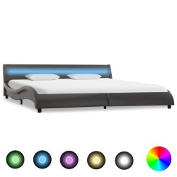Bettgestell mit LED Grau Kunstleder 180x200 cm