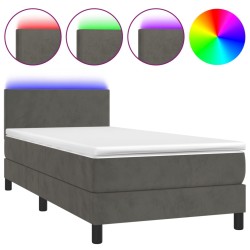 vidaXL Boxspringbett mit Matratze & LED Dunkelgrau 90x190 cm Samt