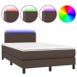 vidaXL Boxspringbett mit Matratze & LED Braun 120x200 cm Kunstleder vidaXL Boxspringbett mit Matratze & LED Braun 120x200 cm Kunstleder
