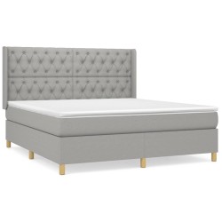vidaXL Boxspringbett mit Matratze Hellgrau 160x200 cm Stoff