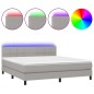 vidaXL Boxspringbett mit Matratze & LED Hellgrau 160x200 cm Stoff vidaXL Boxspringbett mit Matratze & LED Hellgrau 160x200 cm Stoff