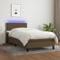 vidaXL Boxspringbett mit Matratze & LED Dunkelbraun 90x200 cm Stoff vidaXL Boxspringbett mit Matratze & LED Dunkelbraun 90x200 cm Stoff
