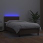 vidaXL Boxspringbett mit Matratze & LED Braun 100x200 cm Kunstleder vidaXL Boxspringbett mit Matratze & LED Braun 100x200 cm Kunstleder