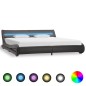 vidaXL Bettgestell mit LED Grau Kunstleder 180x200 cm vidaXL Bettgestell mit LED Grau Kunstleder 180x200 cm