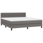 vidaXL Boxspringbett mit Matratze & LED Grau 180x200 cm Kunstleder vidaXL Boxspringbett mit Matratze & LED Grau 180x200 cm Kunstleder