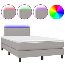 vidaXL Boxspringbett mit Matratze & LED Hellgrau 120x200 cm Stoff