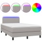 vidaXL Boxspringbett mit Matratze & LED Hellgrau 120x200 cm Stoff vidaXL Boxspringbett mit Matratze & LED Hellgrau 120x200 cm Stoff