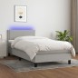 vidaXL Boxspringbett mit Matratze & LED Hellgrau 90x200 cm Stoff vidaXL Boxspringbett mit Matratze & LED Hellgrau 90x200 cm Stoff