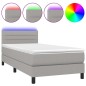 vidaXL Boxspringbett mit Matratze & LED Hellgrau 80x200 cm Stoff vidaXL Boxspringbett mit Matratze & LED Hellgrau 80x200 cm Stoff