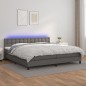 vidaXL Boxspringbett mit Matratze & LED Grau 200x200 cm Kunstleder vidaXL Boxspringbett mit Matratze & LED Grau 200x200 cm Kunstleder
