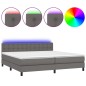 vidaXL Boxspringbett mit Matratze & LED Grau 200x200 cm Kunstleder vidaXL Boxspringbett mit Matratze & LED Grau 200x200 cm Kunstleder