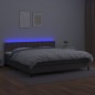 vidaXL Boxspringbett mit Matratze & LED Grau 200x200 cm Kunstleder vidaXL Boxspringbett mit Matratze & LED Grau 200x200 cm Kunstleder