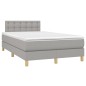 vidaXL Boxspringbett mit Matratze & LED Hellgrau 120x200 cm Stoff vidaXL Boxspringbett mit Matratze & LED Hellgrau 120x200 cm Stoff