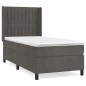vidaXL Boxspringbett mit Matratze Dunkelgrau 100x200 cm Samt vidaXL Boxspringbett mit Matratze Dunkelgrau 100x200 cm Samt