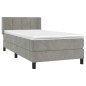 vidaXL Boxspringbett mit Matratze Hellgrau 80x200 cm Samt vidaXL Boxspringbett mit Matratze Hellgrau 80x200 cm Samt