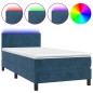vidaXL Boxspringbett mit Matratze & LED Dunkelblau 90x190 cm Samt vidaXL Boxspringbett mit Matratze & LED Dunkelblau 90x190 cm Samt