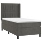 vidaXL Boxspringbett mit Matratze Dunkelgrau 90x190 cm Samt vidaXL Boxspringbett mit Matratze Dunkelgrau 90x190 cm Samt