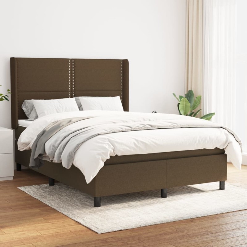 vidaXL Boxspringbett mit Matratze Dunkelbraun 140x190 cm Stoff vidaXL Boxspringbett mit Matratze Dunkelbraun 140x190 cm Stoff