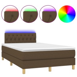 vidaXL Boxspringbett mit Matratze & LED Dunkelbraun 120x200 cm Stoff 