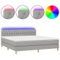 vidaXL Boxspringbett mit Matratze & LED Hellgrau 160x200 cm Stoff 