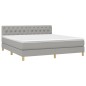 vidaXL Boxspringbett mit Matratze & LED Hellgrau 160x200 cm Stoff 
