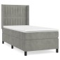 vidaXL Boxspringbett mit Matratze Hellgrau 90x200 cm Samt vidaXL Boxspringbett mit Matratze Hellgrau 90x200 cm Samt