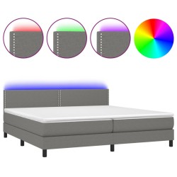 vidaXL Boxspringbett mit Matratze & LED Dunkelgrau 200x200 cm Stoff