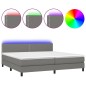 vidaXL Boxspringbett mit Matratze & LED Dunkelgrau 200x200 cm Stoff vidaXL Boxspringbett mit Matratze & LED Dunkelgrau 200x200 cm Stoff
