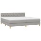 vidaXL Boxspringbett mit Matratze & LED Hellgrau 200x200 cm Stoff vidaXL Boxspringbett mit Matratze & LED Hellgrau 200x200 cm Stoff