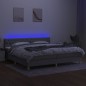 vidaXL Boxspringbett mit Matratze & LED Hellgrau 200x200 cm Stoff vidaXL Boxspringbett mit Matratze & LED Hellgrau 200x200 cm Stoff