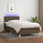 vidaXL Boxspringbett mit Matratze & LED Dunkelbraun 100x200 cm Stoff vidaXL Boxspringbett mit Matratze & LED Dunkelbraun 100x200 cm Stoff