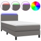 vidaXL Boxspringbett mit Matratze & LED Grau 100x200 cm Kunstleder vidaXL Boxspringbett mit Matratze & LED Grau 100x200 cm Kunstleder