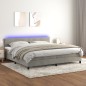 vidaXL Boxspringbett mit Matratze & LED Hellgrau 200x200 cm Samt vidaXL Boxspringbett mit Matratze & LED Hellgrau 200x200 cm Samt