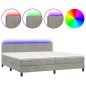 vidaXL Boxspringbett mit Matratze & LED Hellgrau 200x200 cm Samt vidaXL Boxspringbett mit Matratze & LED Hellgrau 200x200 cm Samt