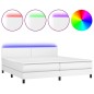 vidaXL Boxspringbett mit Matratze & LED Weiß 200x200 cm Kunstleder vidaXL Boxspringbett mit Matratze & LED Weiß 200x200 cm Kunstleder