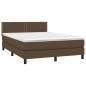 vidaXL Boxspringbett mit Matratze & LED Dunkelbraun 140x200 cm Stoff vidaXL Boxspringbett mit Matratze & LED Dunkelbraun 140x200 cm Stoff