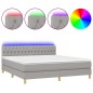 vidaXL Boxspringbett mit Matratze & LED Hellgrau 180x200 cm Stoff vidaXL Boxspringbett mit Matratze & LED Hellgrau 180x200 cm Stoff