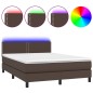 vidaXL Boxspringbett mit Matratze & LED Braun 140x200 cm Kunstleder vidaXL Boxspringbett mit Matratze & LED Braun 140x200 cm Kunstleder