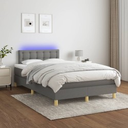 vidaXL Boxspringbett mit Matratze & LED Dunkelgrau 120x200 cm Stoff 