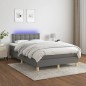 vidaXL Boxspringbett mit Matratze & LED Dunkelgrau 120x200 cm Stoff vidaXL Boxspringbett mit Matratze & LED Dunkelgrau 120x200 cm Stoff