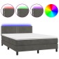 vidaXL Boxspringbett mit Matratze & LED Dunkelgrau 140x190 cm Samt vidaXL Boxspringbett mit Matratze & LED Dunkelgrau 140x190 cm Samt