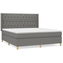 vidaXL Boxspringbett mit Matratze Dunkelgrau 160x200 cm Stoff