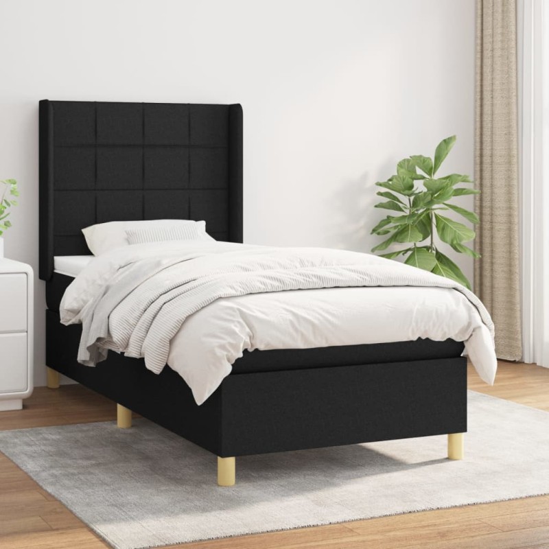 vidaXL Boxspringbett mit Matratze Schwarz 80x200 cm Stoff vidaXL Boxspringbett mit Matratze Schwarz 80x200 cm Stoff